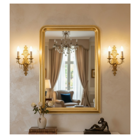wall mirror louis 92x137 cm gold leaf antique made in Italy