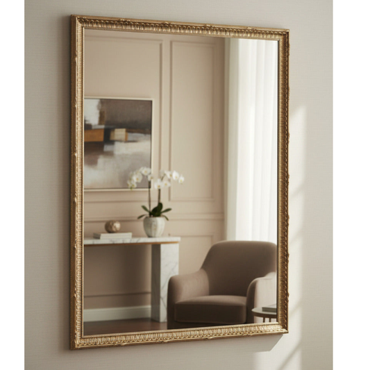 specchio da parete cornice legno oro cm. 45x65 
