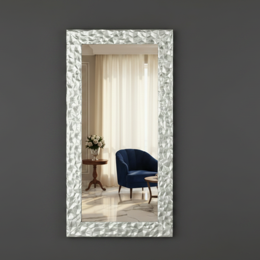 Silver wall mirror wooden frame cm. 40x70