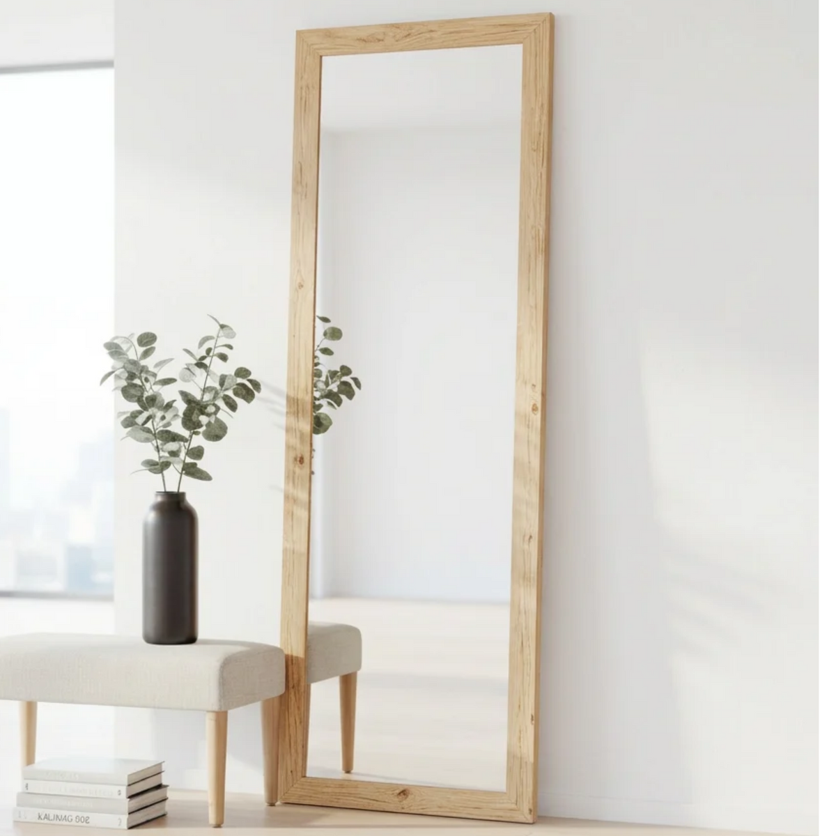 wall mirror wooden solid frame 54x147 cm made in italy