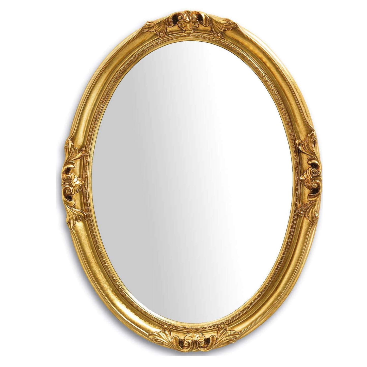 Miroir mural ovale MO.WA, feuille d'or baroque 63 x 83 cm, fabriqué en Italie