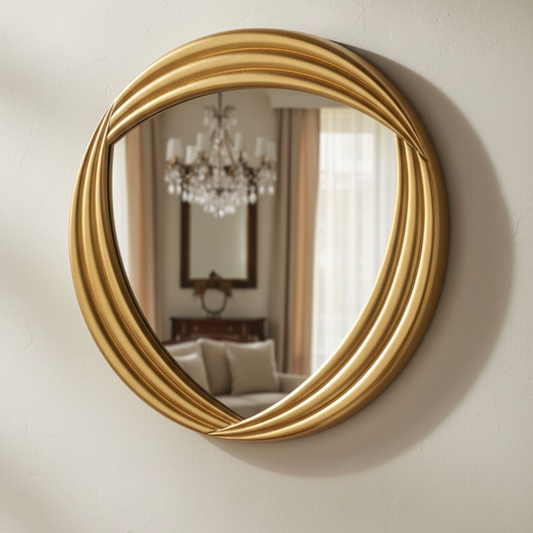 wall mirror gold leaf antique Ø 80 cm wooden frame, made in Italy MO.WA