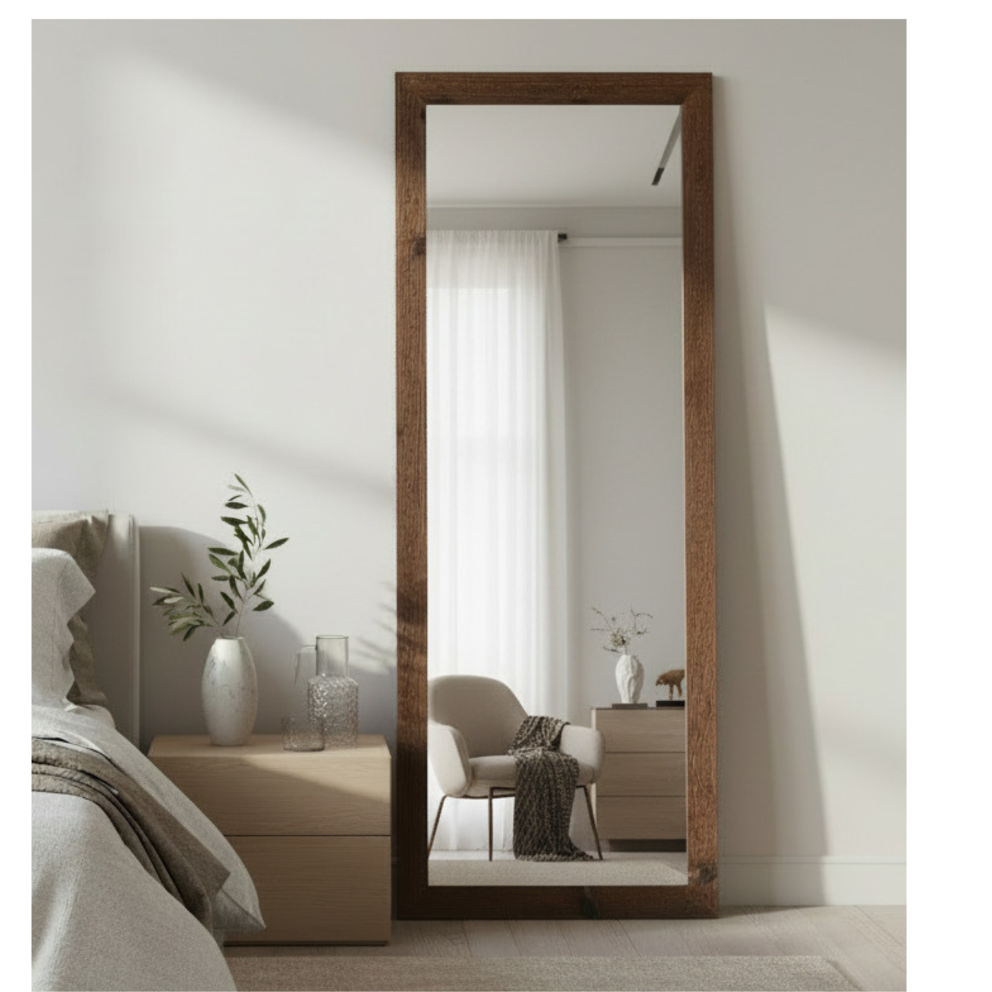 Specchio da parete legno rustico finitura wenge cm. 57x147. Made in Italy -#8090/rid
