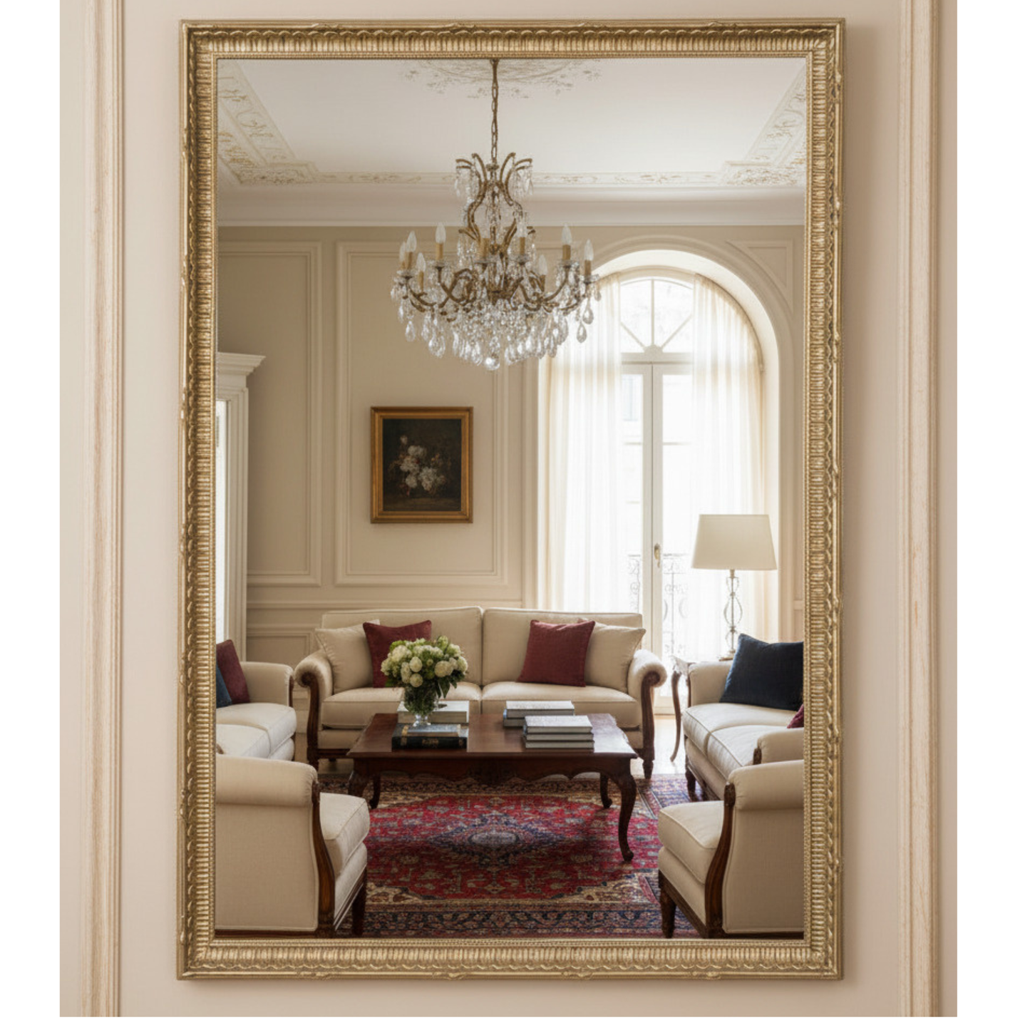 wall mirror silver antique 45x65 wooden frame, classic style made in Italy MO.WA