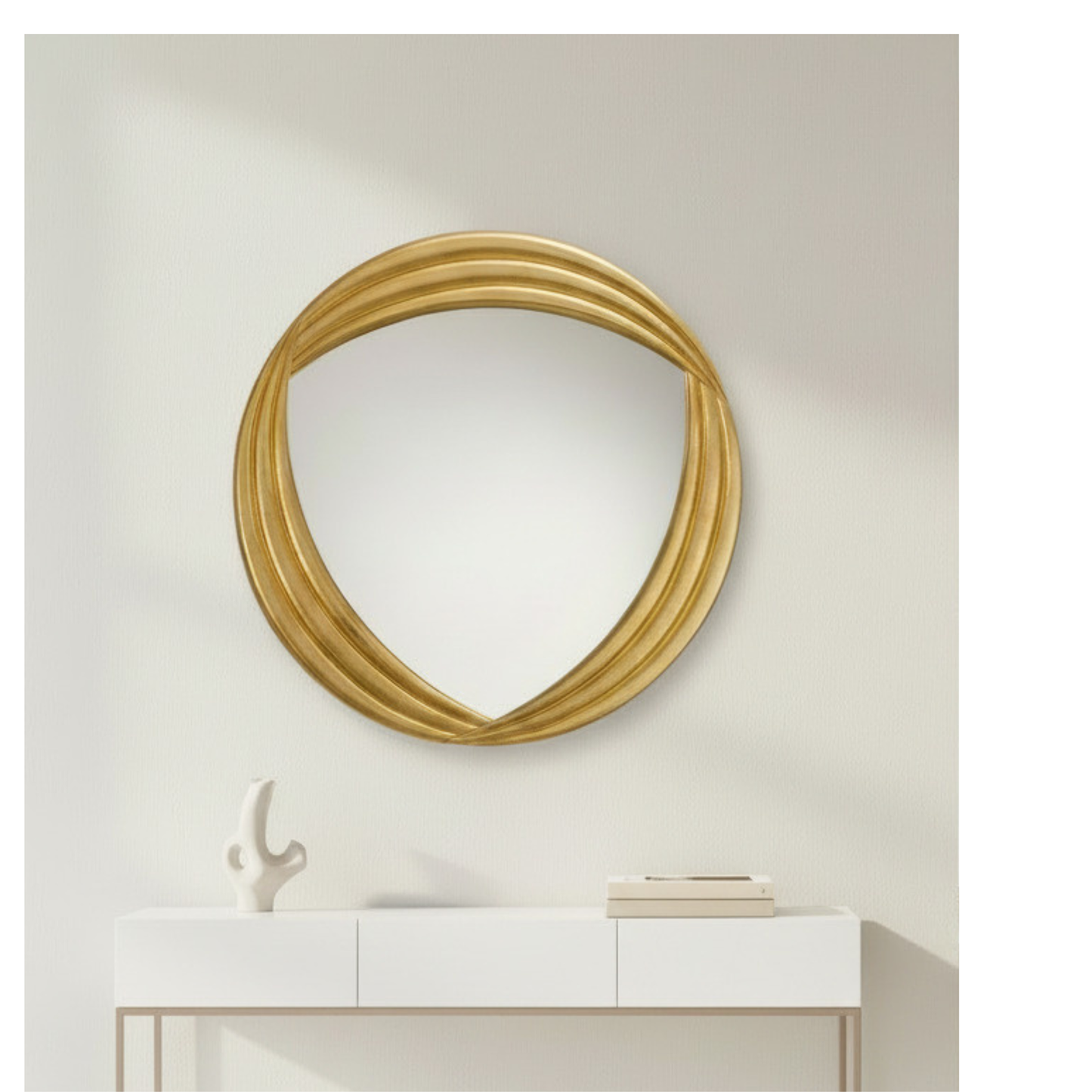 Miroir mural moderne MO.WA, fabriqué en Italie, feuille d'or Ø80