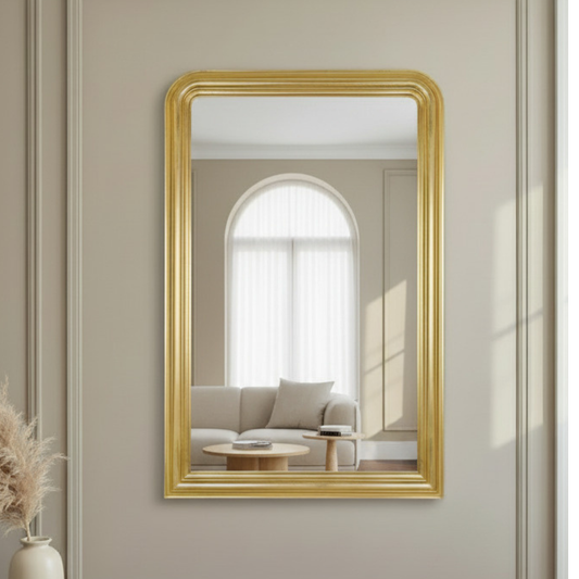 Miroir mural classique MO.WA à la feuille d'or, cadre en bois 92 x 137 cm, fabriqué en Italie