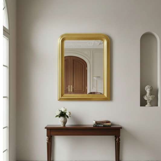 MO.WA Specchio da parete classico foglia oro, made in Italy, 67x87 cm #70