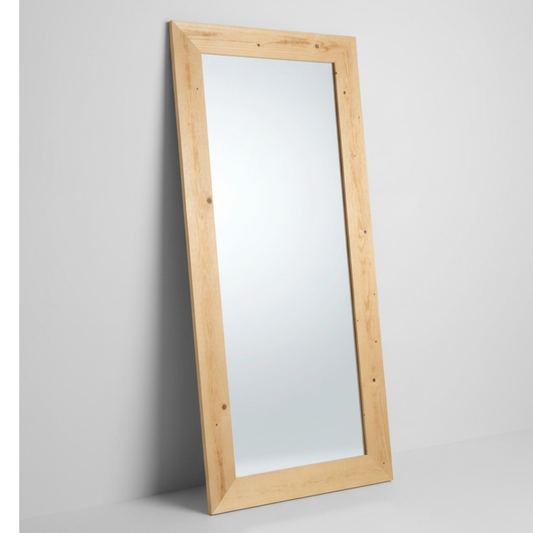 Miroir mural MO.WA grand format 82 x 182 cm, fabriqué en Italie, cadre en bois naturel