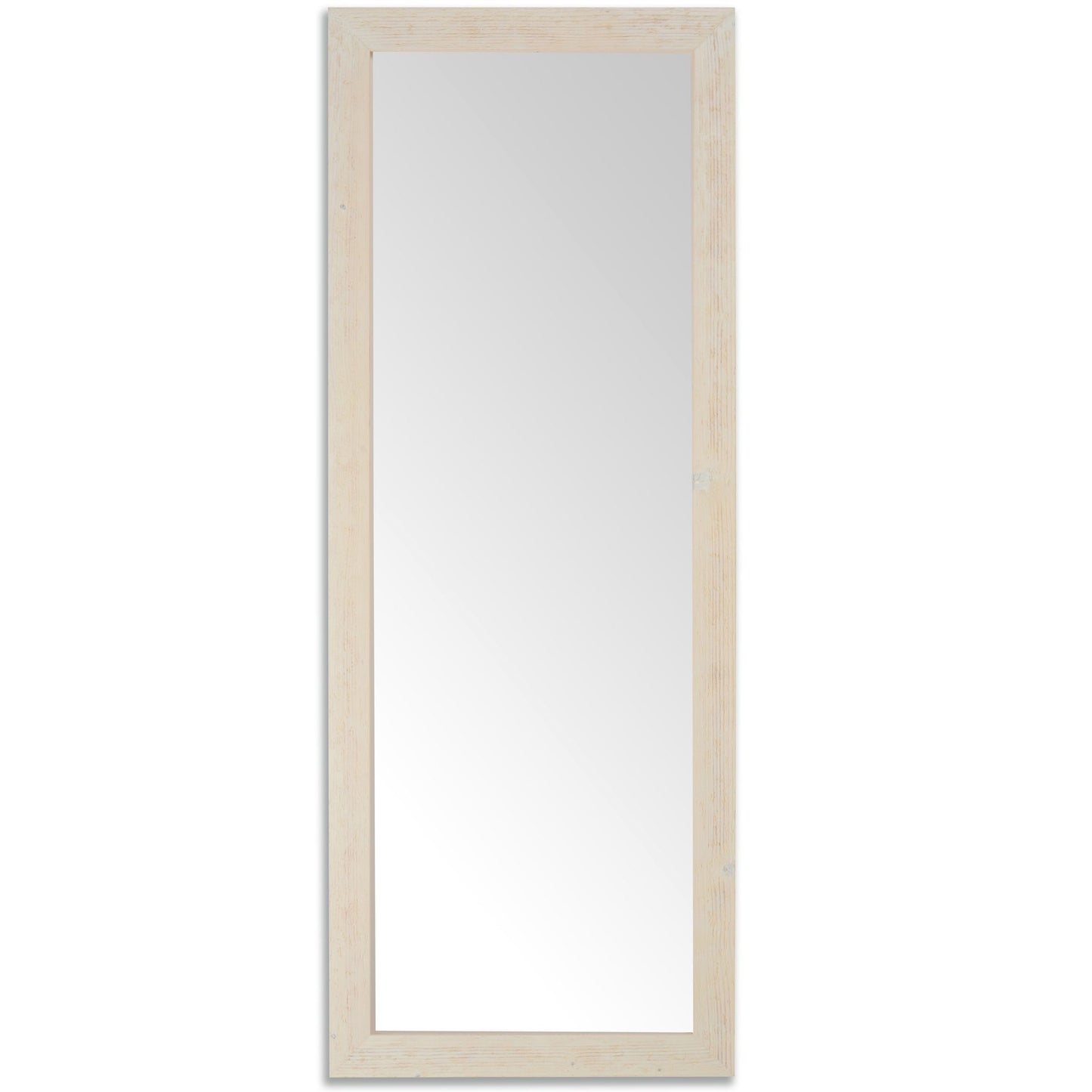 Specchio da parete lungo moderno in legno 57x147 bianco shabby, made in Italy