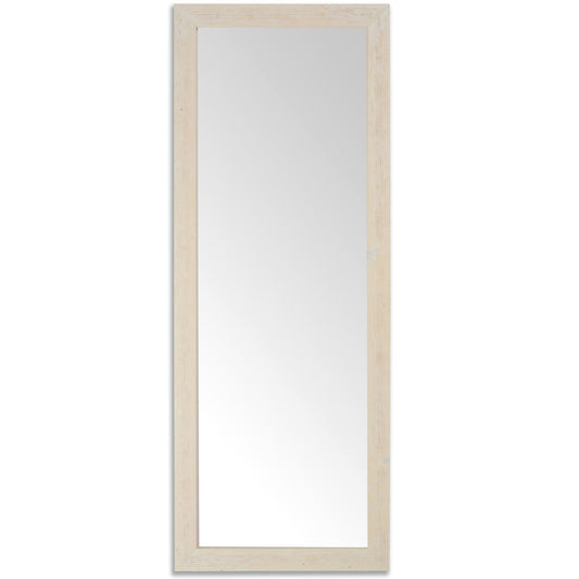 Specchio da parete lungo moderno in legno 57x147 bianco shabby, made in Italy