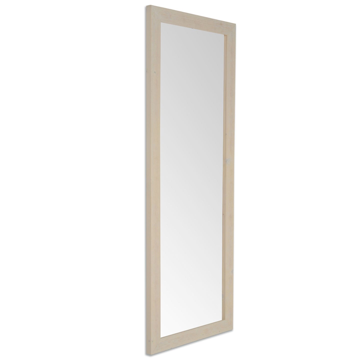 Specchio da parete lungo moderno in legno 57x147 bianco shabby, made in Italy