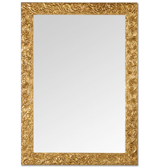 Specchio da parete oro 50x70 ornice in legno, made in Italy
