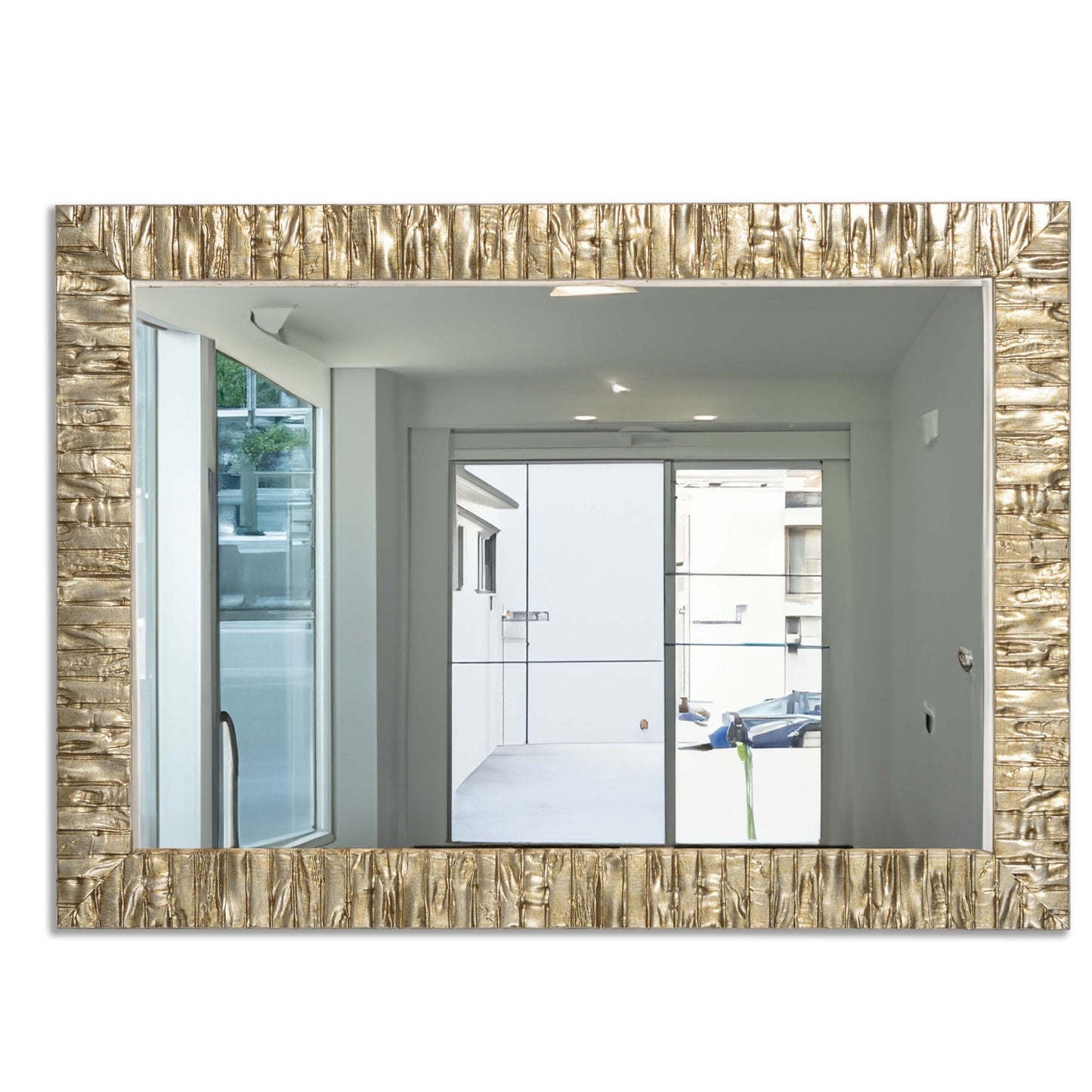 Miroir en bois, 50 x 70 cm, argent champagne, cadre en bois, fabriqué en Italie