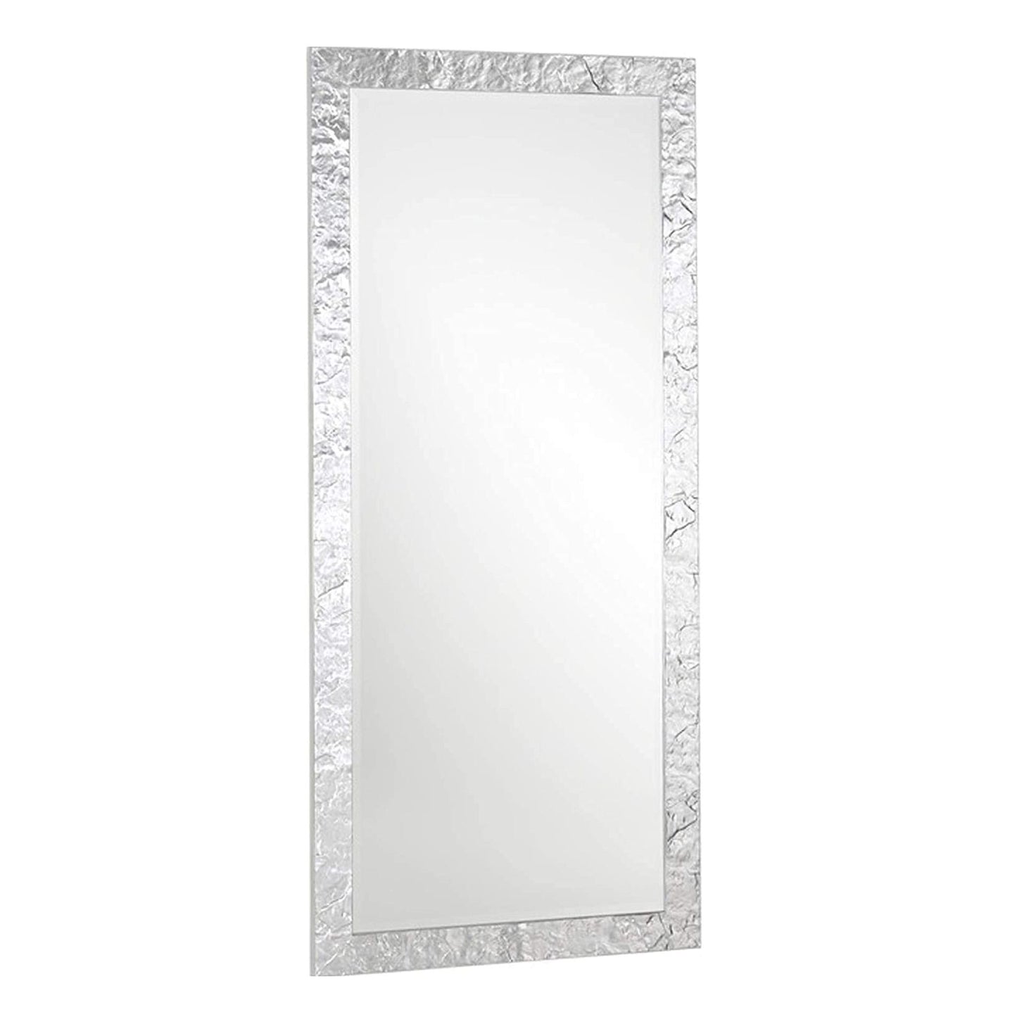 Grand miroir mural 75 x 175 cm, feuille d'argent, fabriqué en Italie