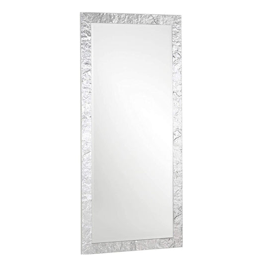 Grand miroir mural 75 x 175 cm, feuille d'argent, fabriqué en Italie