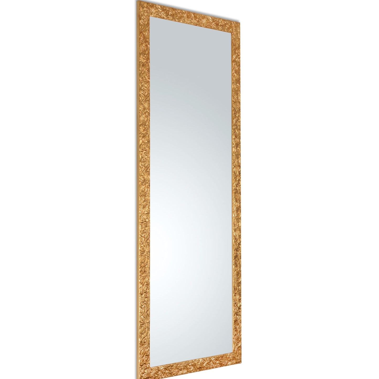 Specchio da Parete Cornice in Legno Oro Antico cm. 55x145. Made in Italy