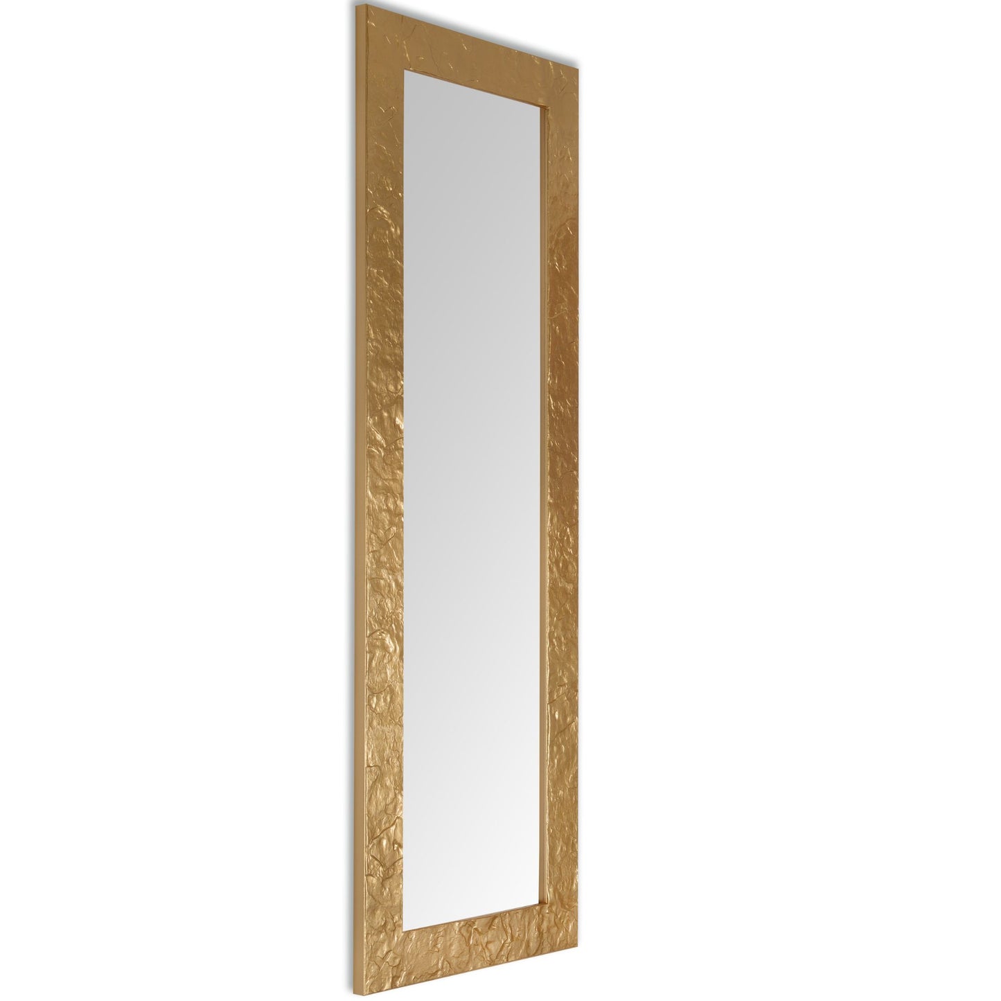Specchio Moderno Oro 50 x 145 cm, con cornice in legno, made in Italy