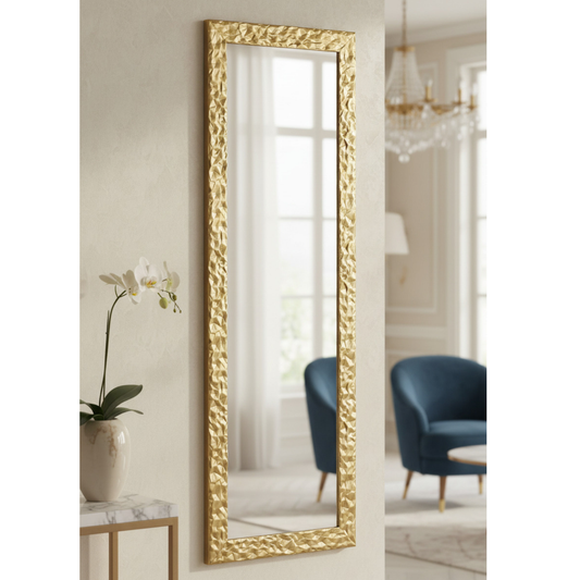 gold Wall Mirror 46x141 cm wooden Frame Made in Italy MO.WA