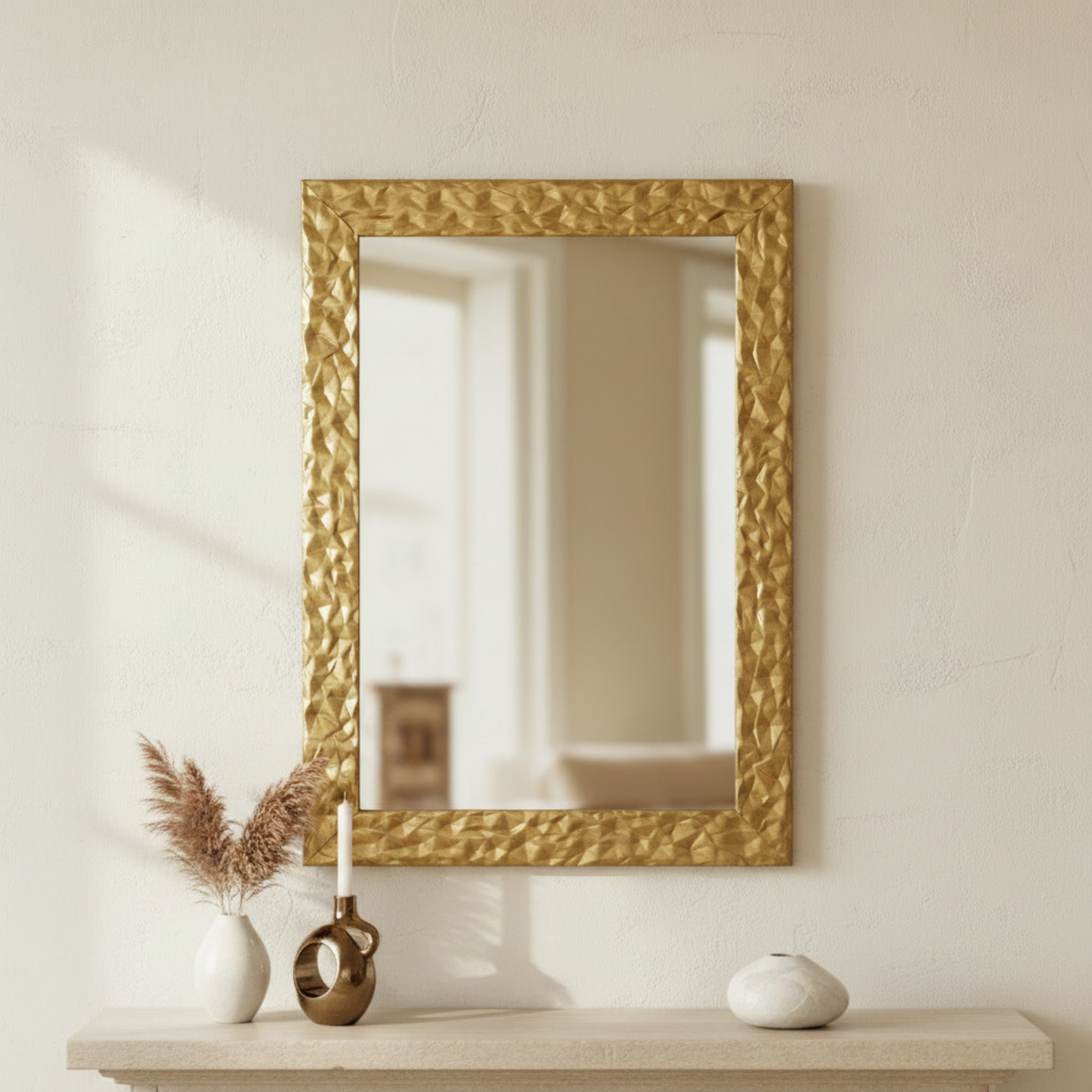 MO.WA Specchio da perete con cornice 51x71 Made in Italy Cornice in legno Oro Moderno camera da letto bagno Design
