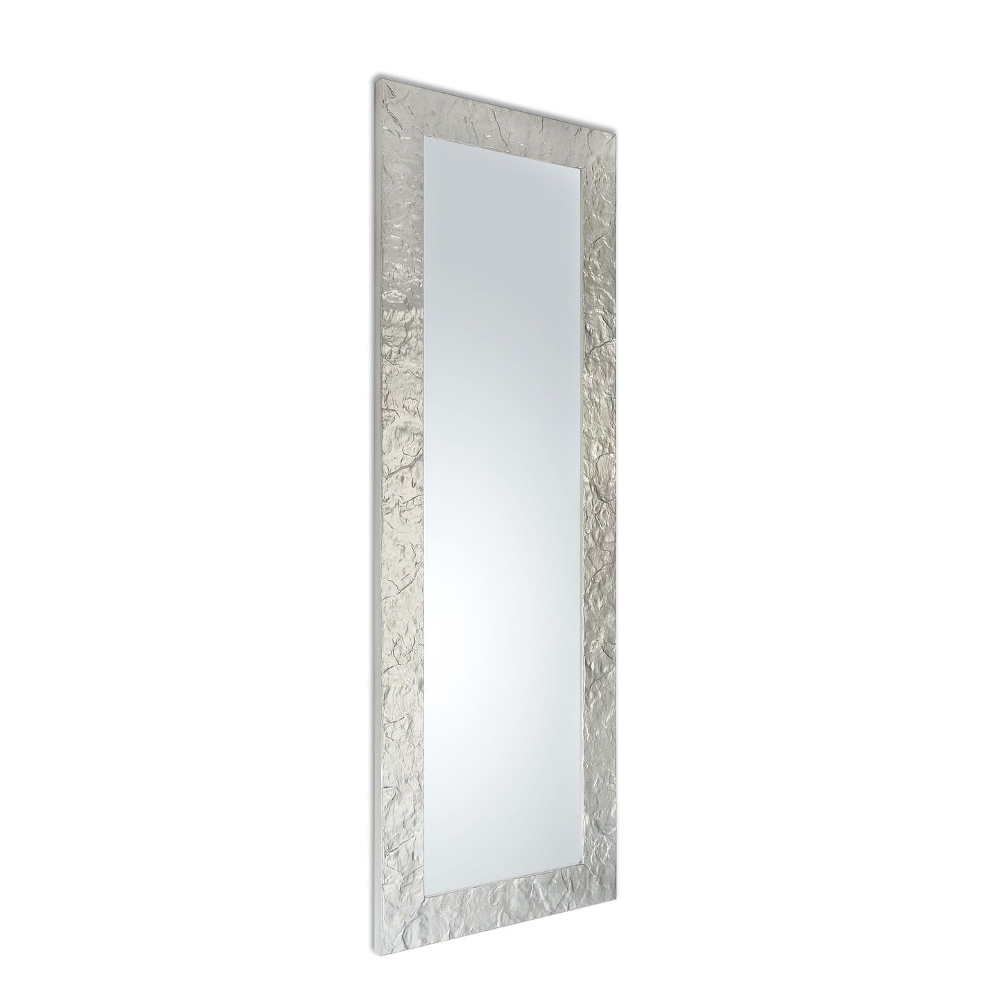 Specchio da Parete Argento 50x145 con cornice in legno, made in Italy #MMA