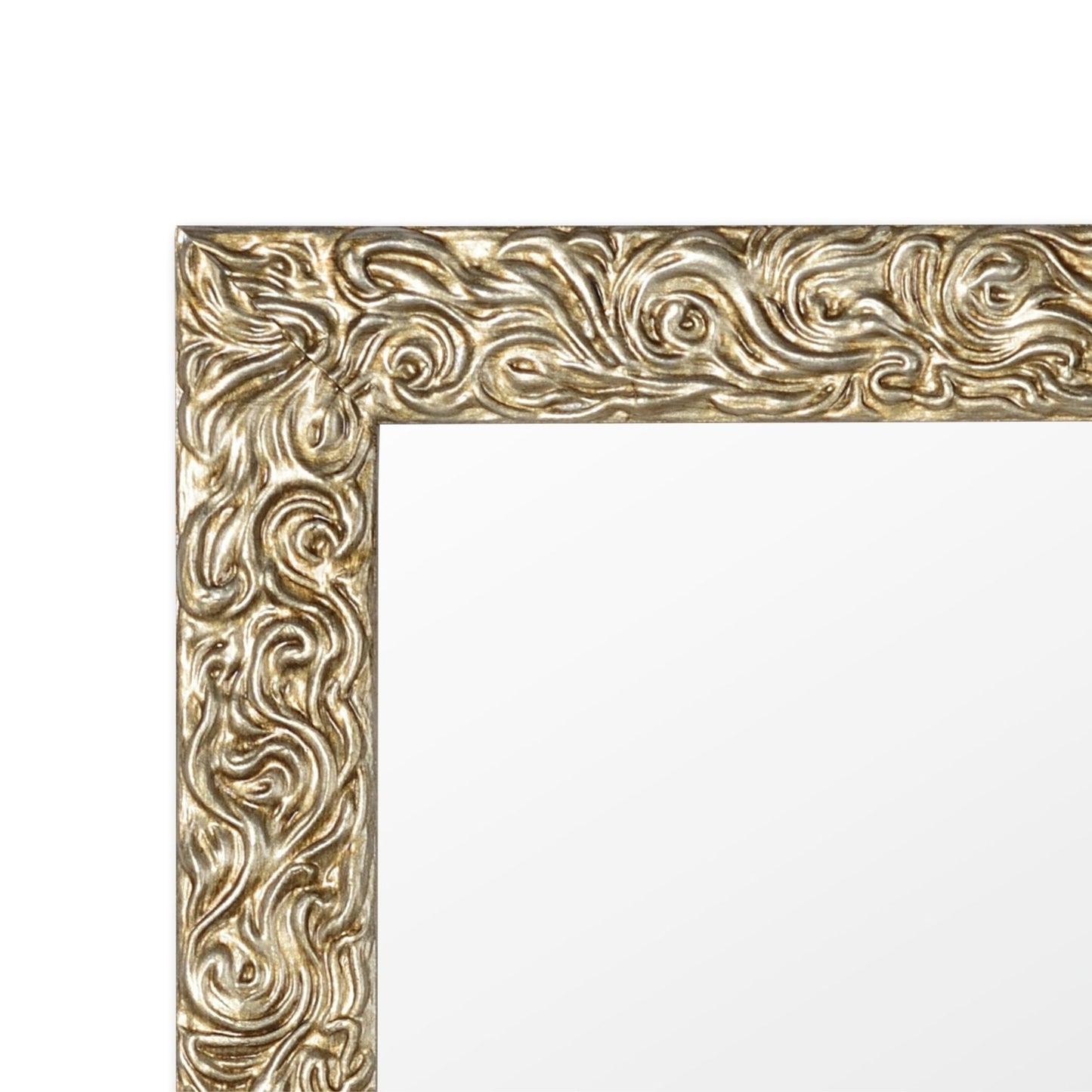 Specchio da parete rettangolare cm. 50x70 Argento antico, con cornice in legno, Made in Italy
