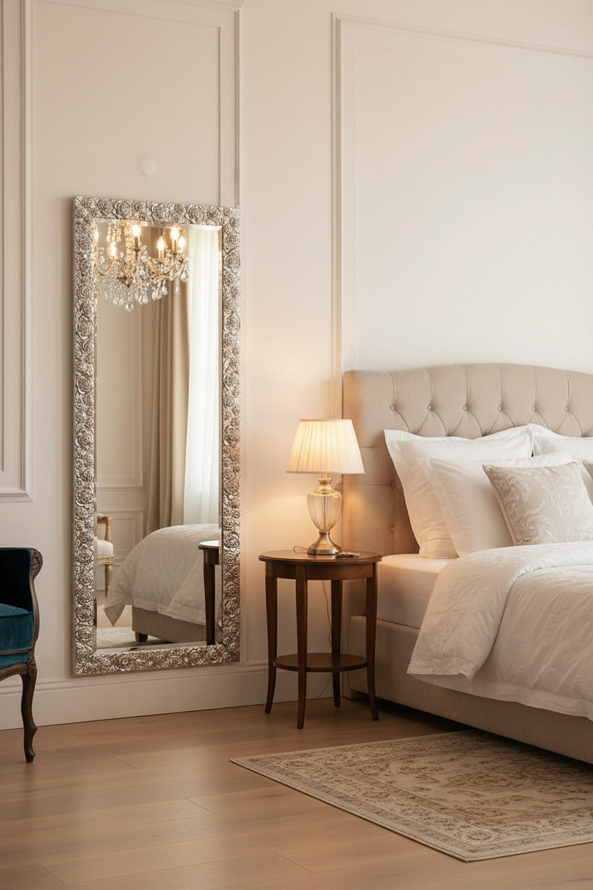 Specchio da Parete classico, made in Italy, 62x162 foglia argento #rose
