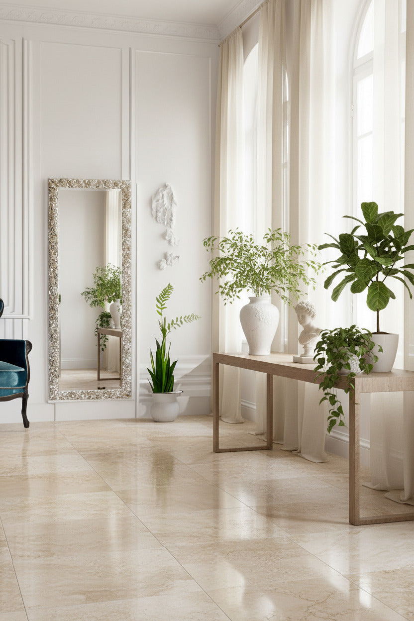 Specchio da Parete classico, made in Italy, 62x162 foglia argento #rose