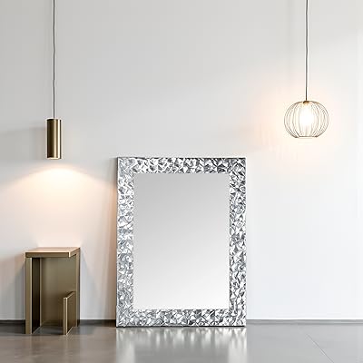 Specchio da Parete moderno, Made in Italy, foglia argento 72x95 #ppa